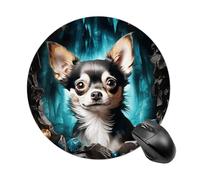Gem Cave Chihuahua Mouse Pad Round Laptop Mouse Mat Cute Computer Mousepad Keyboard Pad Non-Slip Desk Pads for Gaming Office Work Home