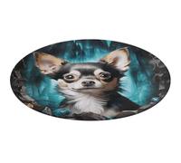 Gem Cave Chihuahua Round Area Rug Non Slip Backing Doormat Water Absorbent Plush Throw Low-Pile Non-Slip Floor Mat Carpet for Living Room Bedroom Entryway Nursery Room 80 * 80cm