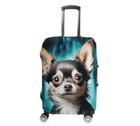 Gem Cave Chihuahua Suitcase Covers Luggage Protector - Travel Elastic Baggage Case Protective, Washable Anti-scratch Large Suit Case Cover for Suitcases Fits 19-32 Inch Luggages, white, Small, Flower