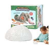 Gem Digging Kit - 7x7cm Archaeology Science Toy, Excavation Brick for Kids, Educational STEM Activity | Complete Fossil Mining Set with Dig Tools, Geology Learning for Boys Girls