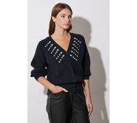 Gem Embellished Cardigan Star By Julien Macdonald Black 18-20