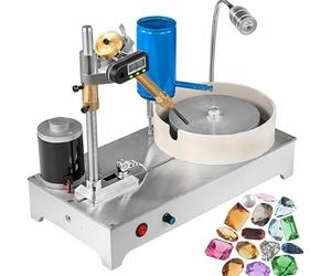 Gem Faceting Machine, 180W Jade Grinding and Polishing Tool, 1800 RPM Adjustable Speed, Digital Display for Rock and Jewel Polishing