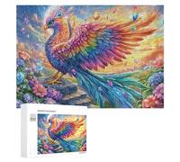 Gem-feathered Bird on Stair Under Stars 300 Piece Jigsaw Puzzle for Couples Office Break Relaxation Stress Relief Gift for Anniversary 300 PCS