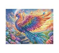 Gem-feathered Bird on Stair Under Stars 500 Pc DIY Jigsaw Puzzle Puzzles for Adults Teens Hard Challenging Team Building Stress Reducing Autumn Sturdy Wooden Cardboard 500 PCS