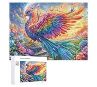 Gem-feathered Bird on Stair Under Stars 500 Piece Jigsaw Puzzle for Seniors Quiet Indoor Time Memory Training Gift for Daily Leisure 500 PCS