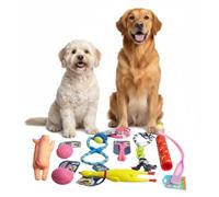 Gem Imports ASSORTED Dog Puppy Pet Toy Rope Chew Squeaky Fetch Training Play Bundle Squeaky Chicken and Pig, Ball Launcher, Fetch Stick, Rugby Ball, Light Up Collar, Pull Rope and Bone