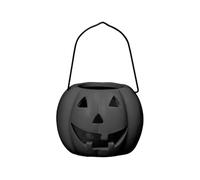 Gem Imports Black Halloween Pumpkin Tea Light Candle Holder with Handle 10cm
