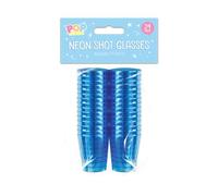 Gem Imports Blue Neon Reusable Plastic Shot Glasses - Pack of 24, PAR6154GIMPBLU