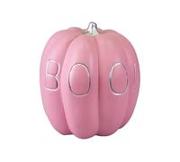 Gem Imports Boo! Pink Terracotta Pumpkin Halloween Decoration 17cm - Rustic Pastel Pumpkin Ornament with Silver Stalk & Text