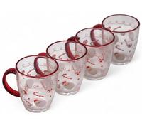 Gem Imports Christmas Santa Candy Cane Clear Glass Latte Coffee Mugs - Set of 4