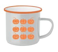 Gem Imports Cute Pumpkin Halloween White Enamel Mug - Seasonal Pumpkin Design Drinkware for Hot & Cold Beverages
