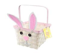 Gem Imports Easter Bunny Pink Woven Bamboo Basket 22cm