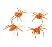 Gem Imports Halloween Decorative Orange Glitter Spiders - Pack of 4