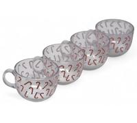 Gem Imports Large Christmas Latte/Hot Chocolate Clear Glass Mugs - Candy Cane - Set of 4