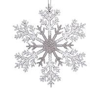 Gem Imports Large Hanging 25cm Silver Ice Glitter Snowflake Christmas Decorations (Set of 4)