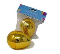 GEM Imports Large Metallic Golden Plastic Egg (8 cm x 6.8 cm) 1 Piece - Durable, Refillable, Ideal for Easter Egg Hunts, Treat Hiding, & More