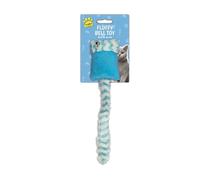 Gem Imports Light Blue Fluffy Tail Bell Cat Toy 35cm - Interactive Polyester Cat Teaser with Bell & Squeaker