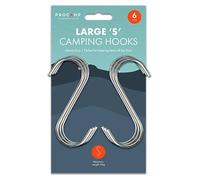 Gem Imports limited Camping Large S Hooks 6 Pack - Stainless Steel for Hanging Clothes, Pots and Pans, Tools
