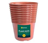 Gem Imports limited Plastic Plant Pots 8pk - 8.5cm Height, 10cm Diameter, Brown, Indoor or Outdoor, with Drain Holes