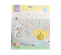 Gem Imports Make Your Own Easter Character Honeycomb Hanging Decorations - Pack of 3 Bunny, Chick & Lamb Paper Ornaments for Indoor Easter Displays