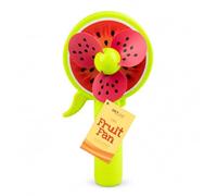 Gem Imports Mini Watermelon Fruit Handheld Fan with Water Mist Sprayer - Manual Battery-Free Cooling Fan for Kids, Portable Summer Outdoor Toy, 18cm