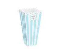 Gem Imports Pastel Blue Striped Reusable Plastic Popcorn Holders - Pack of 2 Movie Night Snack Tubs