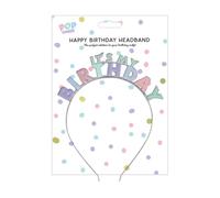 Gem Imports Pastel It’s My Birthday Headband - Gold Metal Birthday Tiara Accessory with Colourful Lettering - One Size Fits Most