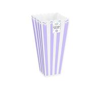 Gem Imports Pastel Lilac Striped Reusable Plastic Popcorn Holders - Pack of 2 Movie Night Snack Tubs