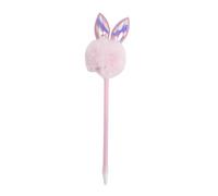 Gem Imports Pink Easter Bunny Fluffy Tail Pen 25cm - Novelty Black Ink Biro with Metal Nib for Easter Gifts & Basket Fillers