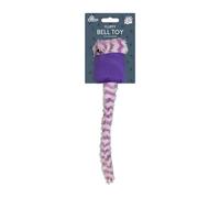 Gem Imports Purple Fluffy Tail Bell Cat Toy 35cm - Interactive Polyester Cat Teaser with Bell & Squeaker