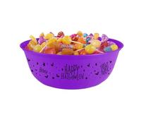 Gem Imports Purple Happy Halloween Round Reusable Plastic Treat Bowl 30cm - Candy & Snack Serving Bowl for Trick or Treaters
