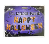 Gem Imports Reusable Happy Halloween Foil Balloon Banner | Halloween Ballon Black Orange | Halloween Decor Supplies Essential | Include Hanging Thread & Inflating Tube, 34cm (HAL3019GIMP)