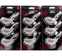 Gem Imports Silver Glitter Encrusted Clip On Birds Christmas Tree Decorations (Set of 9)