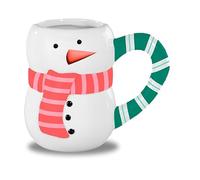 Gem Imports Snowman Ceramic Mug - Christmas Novelty Shaped Mug with Carrot Nose & Scarf - Festive Hot Chocolate & Winter Drinks Cup