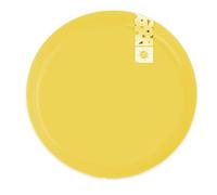 Gem Imports Sunshine Yellow Round Reusable Plastic Plates 25cm - Pack of 2