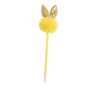 Gem Imports Yellow Easter Bunny Fluffy Tail Pen 25cm - Novelty Black Ink Biro with Metal Nib for Easter Gifts & Basket Fillers