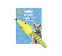 Gem Imports Yellow Mouse Head Cat Toy with Tail - Polyester Interactive Cat & Kitten Play Toy