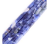 Gem-insde 4x13mm Natural Blue Sodalite Square Tube Cube Cuboid Spacer Beads for Jewelry Making Full 15" Strand Energy Stone Healing Power Gemstone