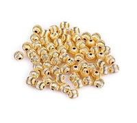 Gem-Inside 100Pcs 18K Yellow Gold Filled Beads 6mm Hypoallergenic Corrugated Smooth Spacer Beads for Jewelry Making Wholesale Metal Bead DIY Handmade Craft Supplies