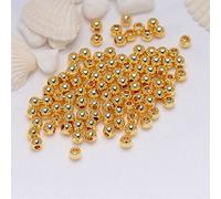 Gem-Inside 100Pcs 2.5mm Hypoallergenic Polished Smooth 14K Yellow Gold Filled Spacer Beads for Jewellery Making Wholesale Metal Bead DIY Handmade Craft Supplies