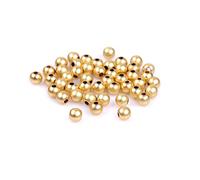 Gem-Inside 100Pcs 4mm 14K Yellow Gold Filled Round Frost Matte Spacer Beads for Jewellery Making Hypoallergenic Wholesale Metal Bead DIY Handmade Craft Supplies