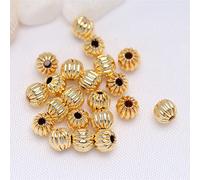 Gem-Inside 100Pcs 6mm Hypoallergenic Corrugated Smooth 14K Yellow Gold Filled Spacer Beads for Jewellery Making Wholesale Metal Bead DIY Handmade Craft Supplies