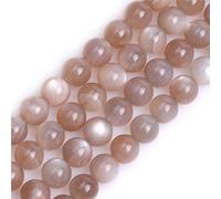 GEM-Inside 10mm AA Grade Gray Moonstone Round Gemstone Semi Precious Loose Beads for Jewellery Making 15''