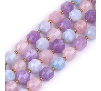 Gem-Inside 10mm Bicone Hand Faceted Genuine Mixed Color Quartz Beads Natural Gemstone Beads for Jewelry Making Adults Bulk Full 15" Strand Energy Stone Healing Power Crystals