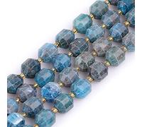 Gem-Inside 10mm Bicone Hand Faceted Genuine Quartz Blue Apatite Beads Natural Gemstone Beads for Jewelry Making Adults Bulk Full 15" Strand Energy Stone Healing Power Crystal