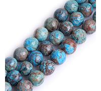 Gem-Inside 10mm Blue Crazy Lace Agate Faceted Round Semi Precious Gemstone Natural Stone Beads for Jewellery Making 15" Beaded Strand Handmade Craft Supplies