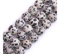 GEM-Inside 10mm Frosted Matte Unpolished Dalmatian Dalmation Jasper Gemstone Semi Precious Round Beads for Jewellery Making DIY Handmade Craft Supplies 15"