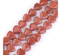 GEM-Inside 10mm Heart Charms Pink Brown Sandstone Sand Stone Beads for Jewelry Making Full 15" Strand Power Energy Healing Chakra Stone Beads