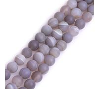 Gem-Inside 10mm Natural Gray Onyx Agate Round Matte Frosted Gemstone Stone Semi Precious Loose Beads for Jewellery Making Strand 15''37 pcs per Strand