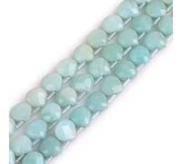 Gem-Inside 10mm Natural Green Pure Amazonite Faceted Flat Drip Teardrop Gemstones Loose Beads Jewellery Making 15''